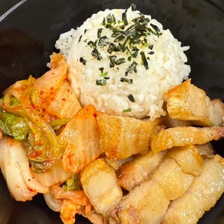 Fried pork belly bowl